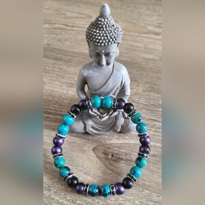 Turquoise and Purple Beaded Bracelet